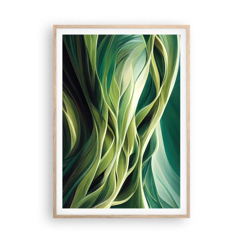Poster in einem Rahmen aus heller Eiche - Abstraktes grünes Spiel - 70x100 cm
