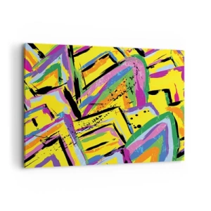 Bild auf Leinwand - Leinwandbild - Lebendige Abstraktion in leuchtenden Farben und dynamischen Formen - 100x70cm - Bis sie vor Freude schreit - Moderne Wanddekoration für Wohnzimmer und Schlafzimmer ARTTOR