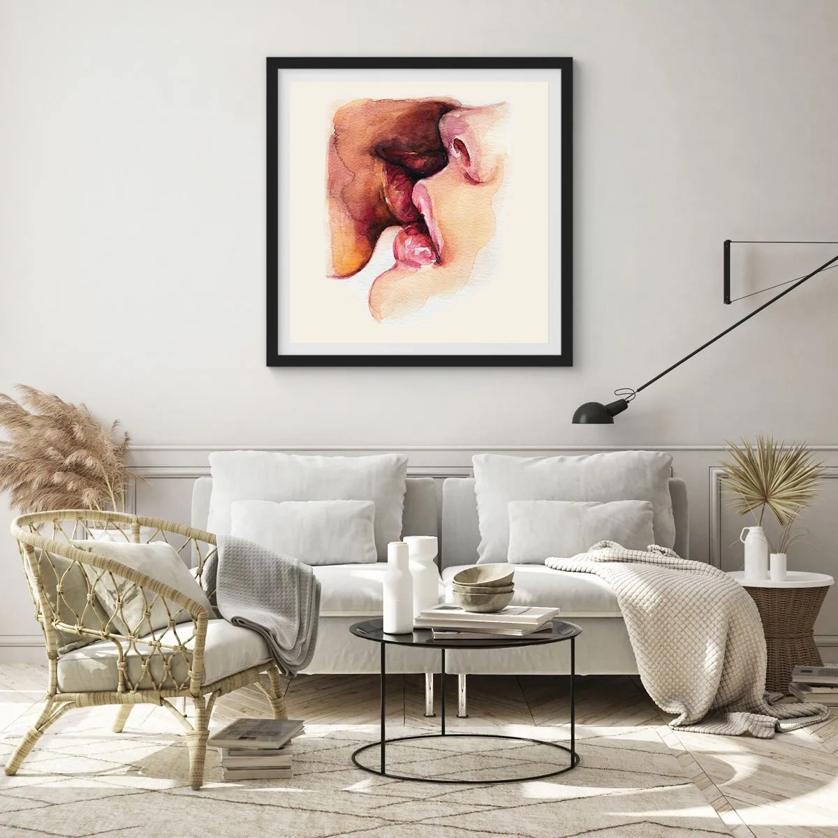 Poster in einem schwarzem Rahmen - Wie Tag und Nacht, Erde und Himmel - 40x40 cm