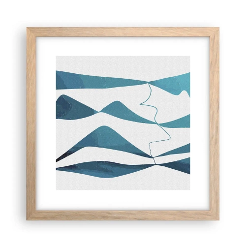 Poster in einem Rahmen aus heller Eiche - Abstraktion: türkisfarbene Verbindung - 30x30 cm