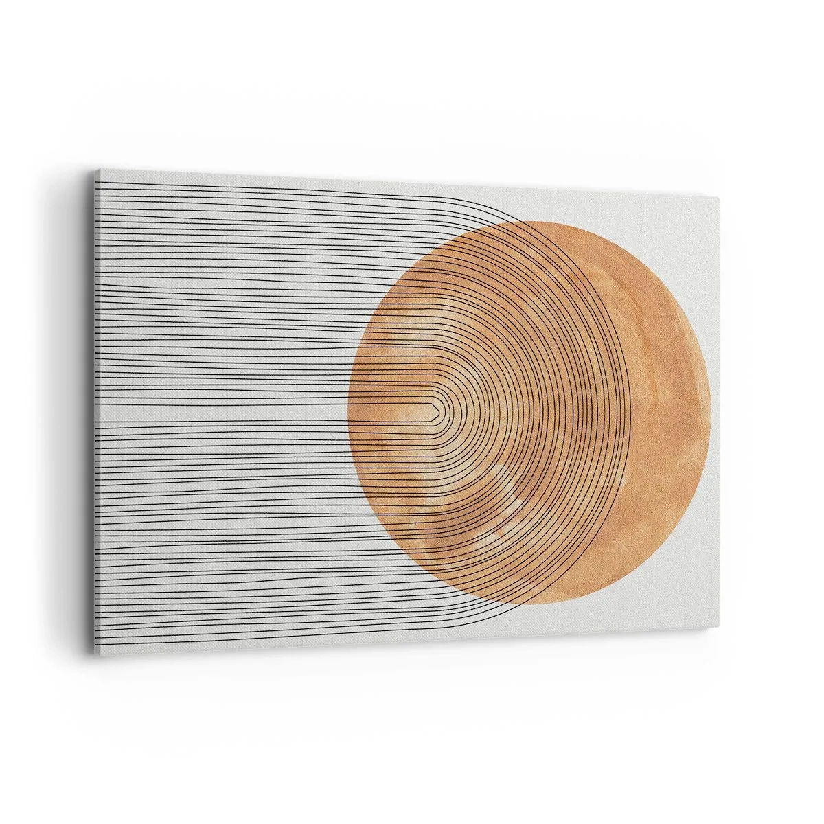 Bild auf Leinwand - Leinwandbild - Geometrische Komposition mit Kreisen und Linien in warmen Farben. - 100x70cm - SonnenKomposition - Moderne Wanddekoration für Wohnzimmer und Schlafzimmer ARTTOR