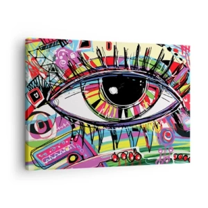 Bild auf Leinwand - Leinwandbild - Buntes abstraktes Graffiti-Auge - 70x50cm - Buntes Auge - bunte Seele - Moderne Wanddekoration für Wohnzimmer und Schlafzimmer ARTTOR