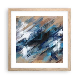 Poster in einem Rahmen aus heller Eiche - Auf einer blauen Diagonale - 40x40 cm