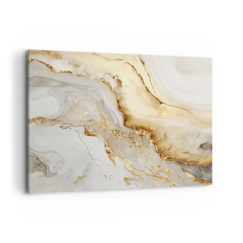 Bild auf Leinwand - Leinwandbild - Abstrakte Muster aus Gold und Marmor auf hellem Hintergrund - 100x70cm - Abstraktion: Schönheit und Güte - Moderne Wanddekoration für Wohnzimmer und Schlafzimmer ARTTOR