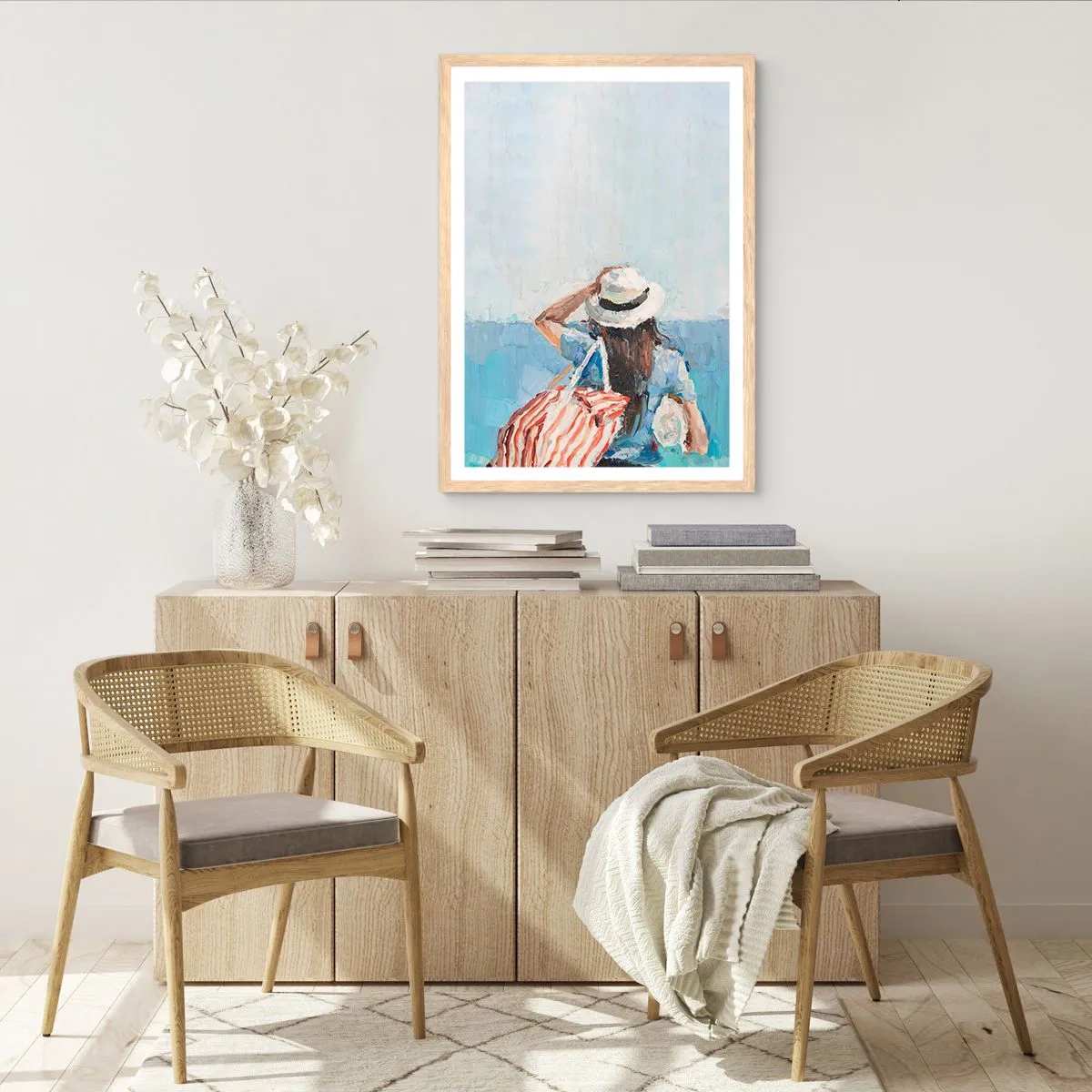 Poster in einem Rahmen aus heller Eiche - Willkommen in den Sommerferien - 50x70 cm