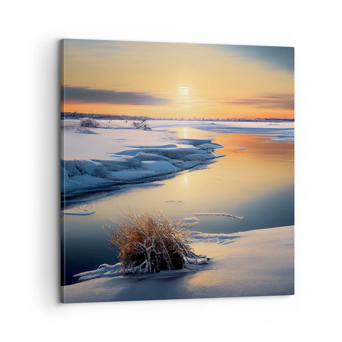 Bild auf Leinwand - Leinwandbild - Wintersonnenuntergang - 60x60 cm