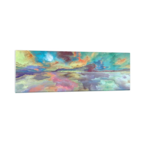 Glasbild - Bild auf glas - Bunte Wolkenlandschaft im abstrakten Stil - 160x50cm - Zwei Himmel - Moderne Wanddekoration für Wohnzimmer und Schlafzimmer ARTTOR