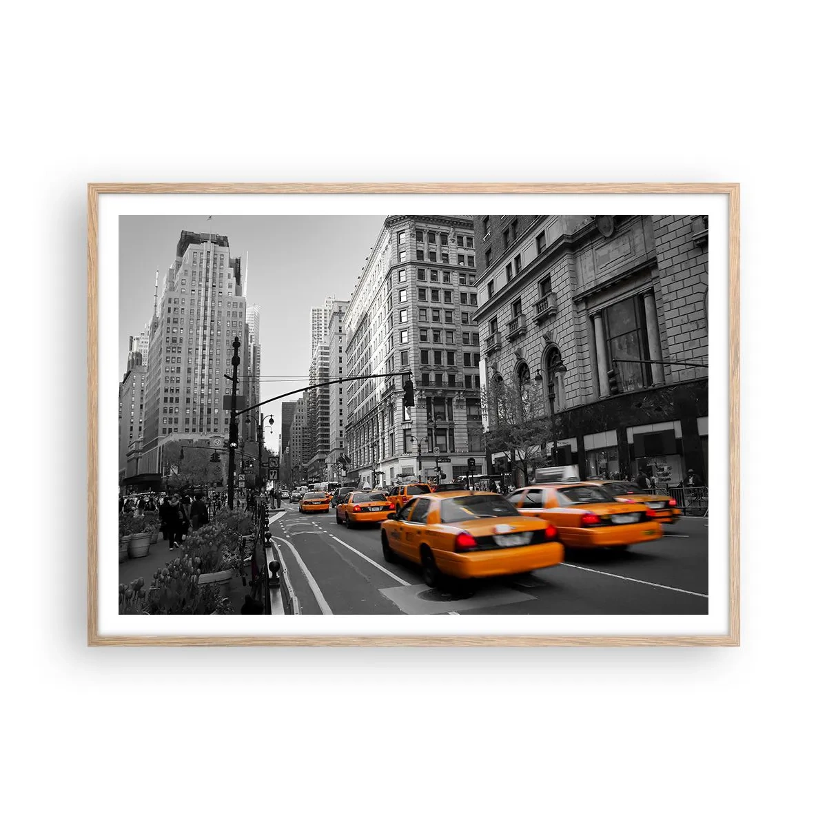 Poster in einem Rahmen aus heller Eiche - Sonnen der Großstadt - 100x70 cm