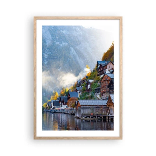 Poster in einem Rahmen aus heller Eiche - Alpenatmosphäre - 50x70 cm