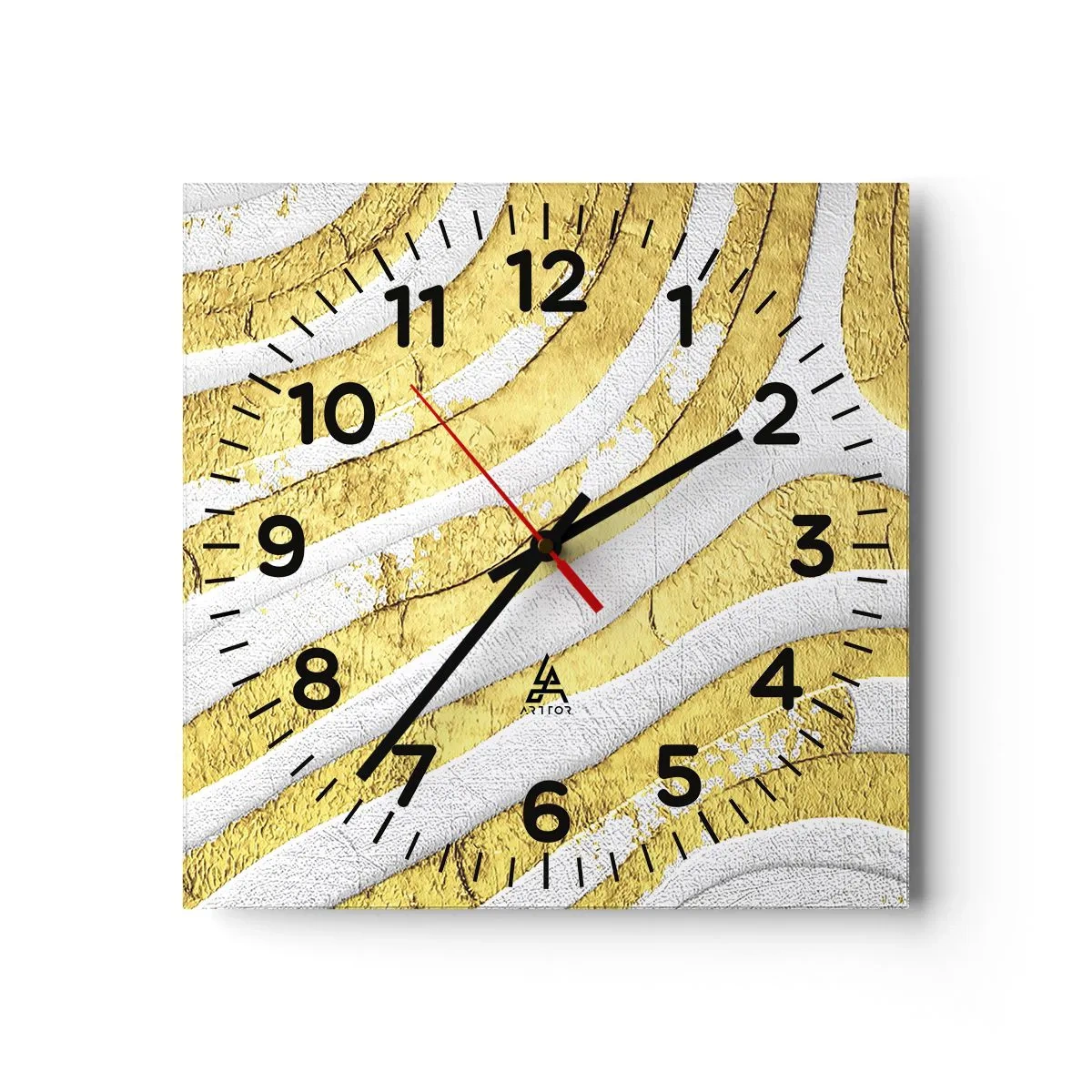 Wanduhr - Glasuhr - Komposition in Weiß und Gold - 30x30 cm