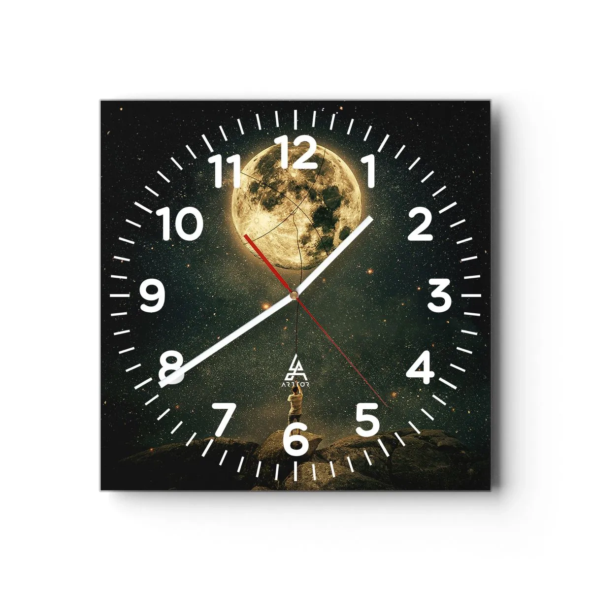 Wanduhr - Glasuhr - Der Mann, der den Mond gestohlen hat - 40x40 cm