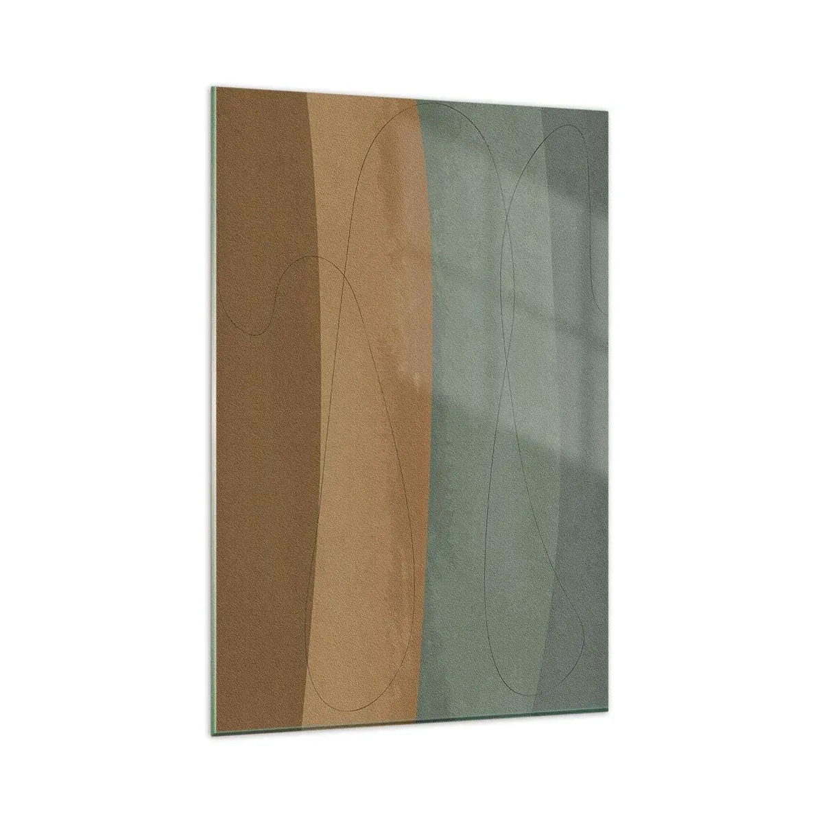 Glasbild - Bild auf glas - Abstrakte Komposition in natürlichen Erdtönen - 80x120cm - Horizontale Komposition - Moderne Wanddekoration für Wohnzimmer und Schlafzimmer ARTTOR