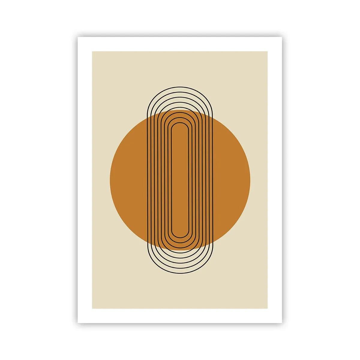 Poster - Geometrisches Muster mit orangefarbenen Kreisen und Linien - 50x70cm - Perfekter Plan - Moderne Wanddekoration für Wohnzimmer und Schlafzimmer ARTTOR
