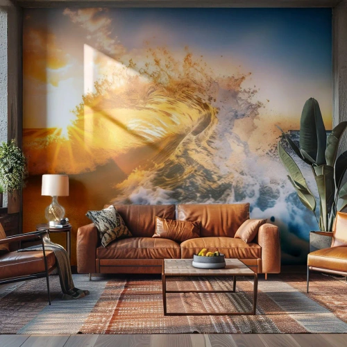 Fototapete Premium Canvas - Spaß im Sand - Welle, Meer, Wasser - 400x280 cm