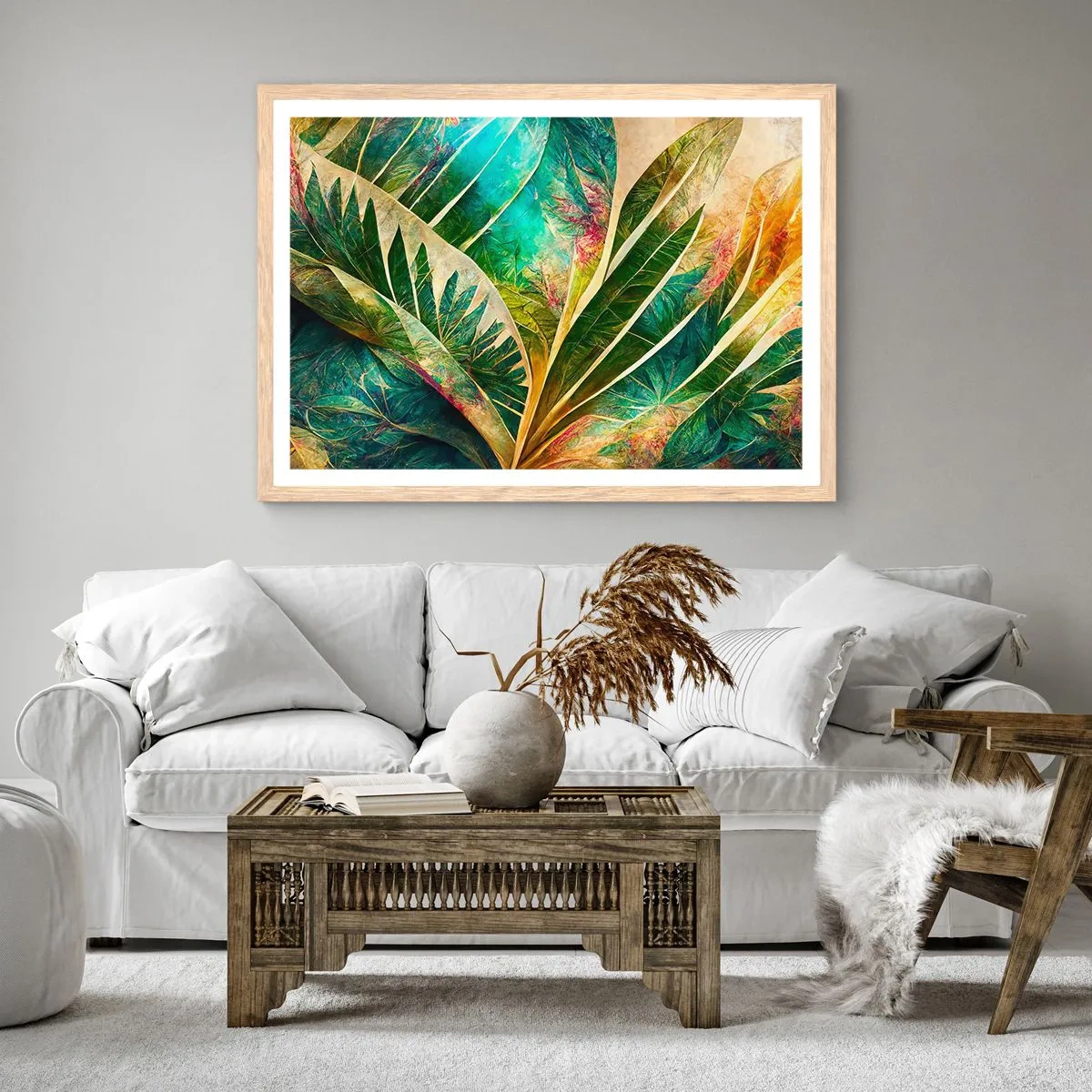 Poster in einem Rahmen aus heller Eiche - Farben der Tropen - 70x50 cm