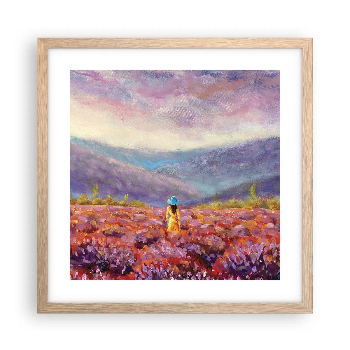 Poster in einem Rahmen aus heller Eiche - In einer Lavendelwelt - 40x40 cm