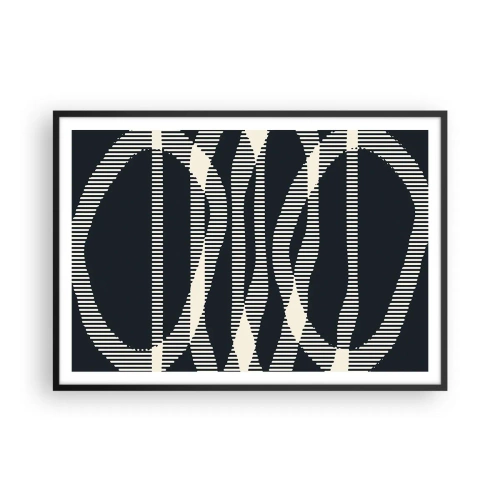 Poster in einem schwarzem Rahmen - Geometrische Linien in hellen Farbtönen auf dunklem Hintergrund - 100x70cm - Ein Versuch, die Dunkelheit zu durchbrechen - Moderne Wanddekoration für Wohnzimmer und Schlafzimmer ARTTOR