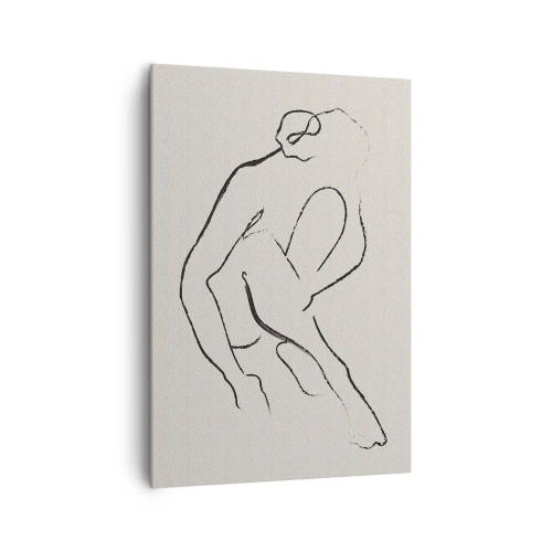 Bild auf Leinwand - Leinwandbild - Eine minimalistische Silhouette in Schwarz auf hellem Hintergrund - 70x100cm - Intime Skizze - Moderne Wanddekoration für Wohnzimmer und Schlafzimmer ARTTOR