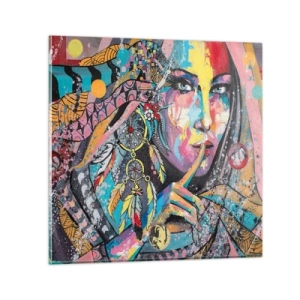 Glasbild - Bild auf glas - Sei still, bis du verstehst - 40x40 cm