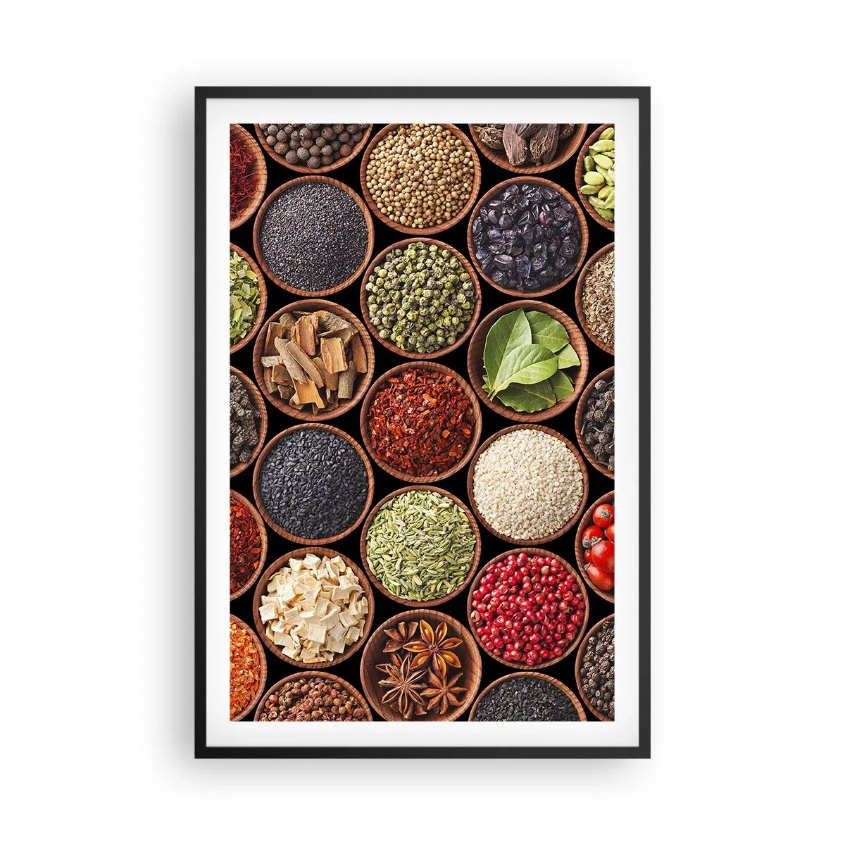 Poster in einem schwarzem Rahmen - Alle Aromen der Welt - 61x91 cm