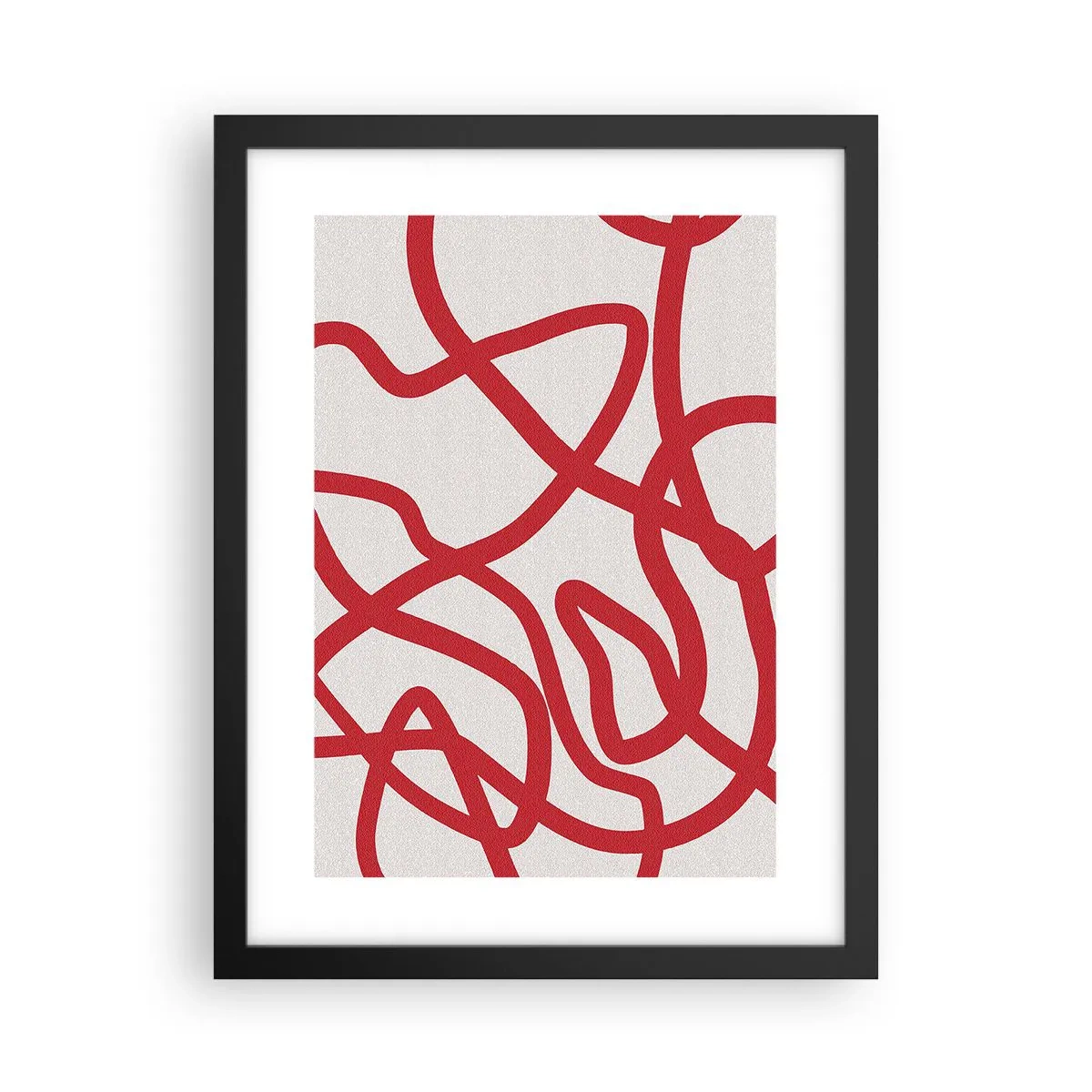 Poster in einem schwarzem Rahmen - Rot auf Weiß - 30x40 cm