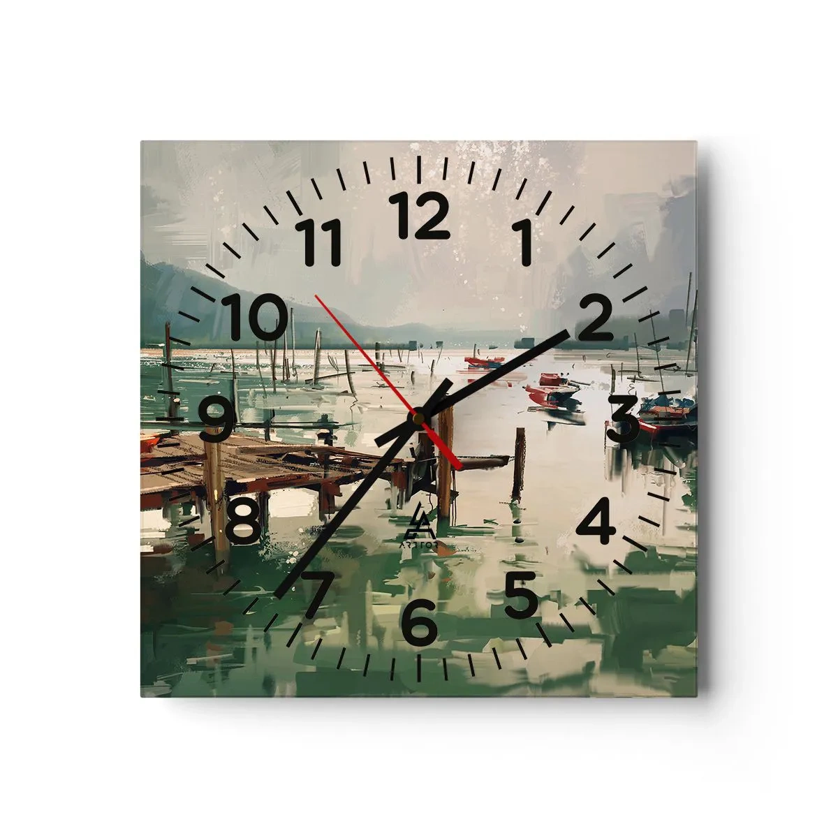 Wanduhr - Glasuhr - Durchnässt in einem geschmolzenen Mond - 30x30 cm