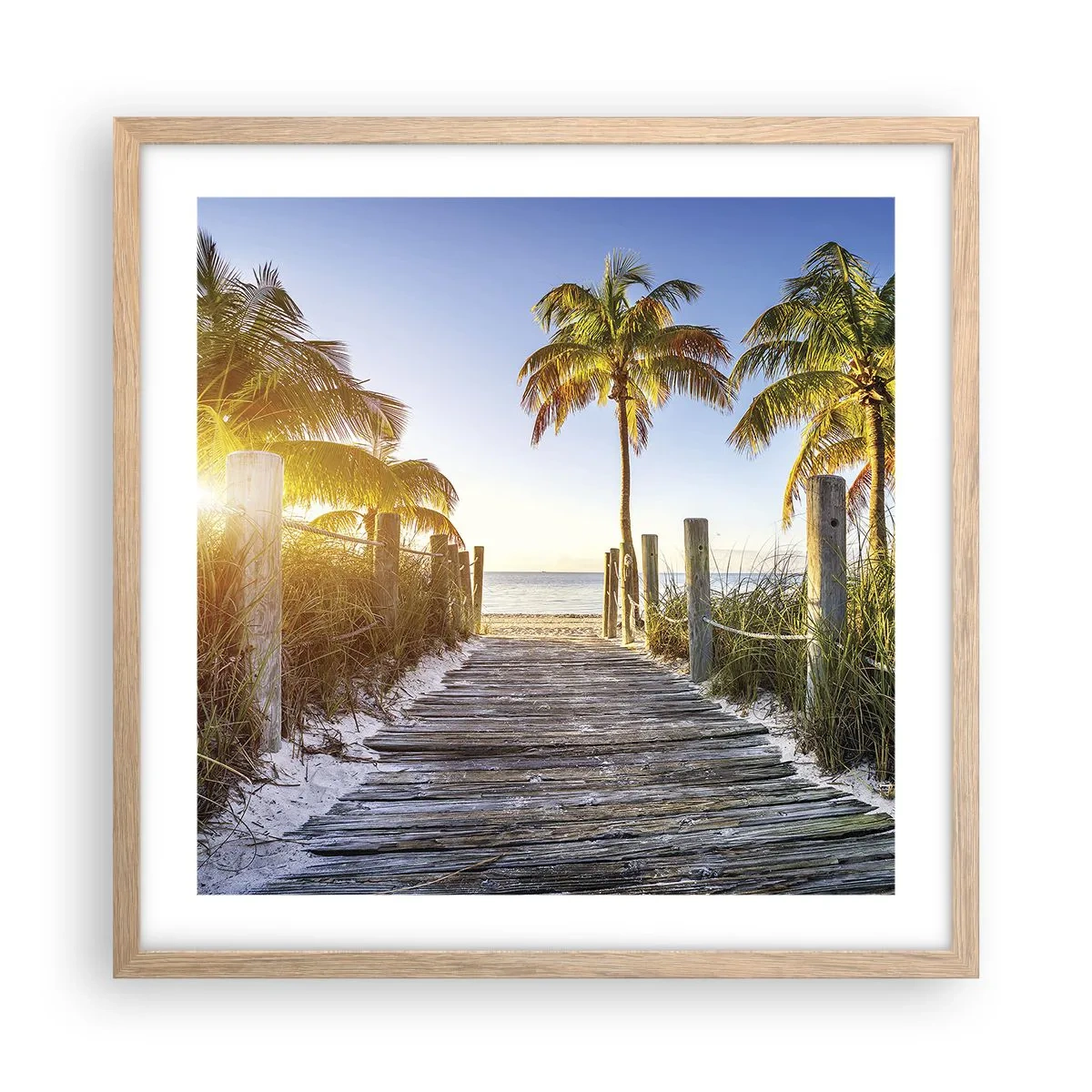 Poster in einem Rahmen aus heller Eiche - Direkt ins Paradies - 50x50 cm