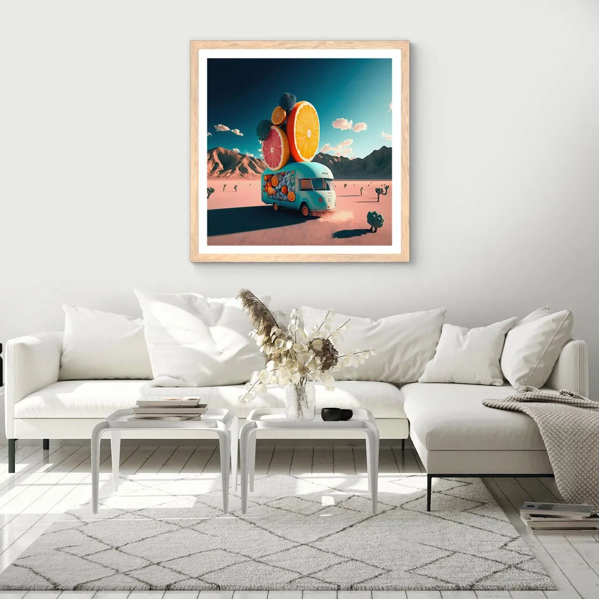 Poster in einem Rahmen aus heller Eiche - Geschmack von Urlaub - 50x50 cm