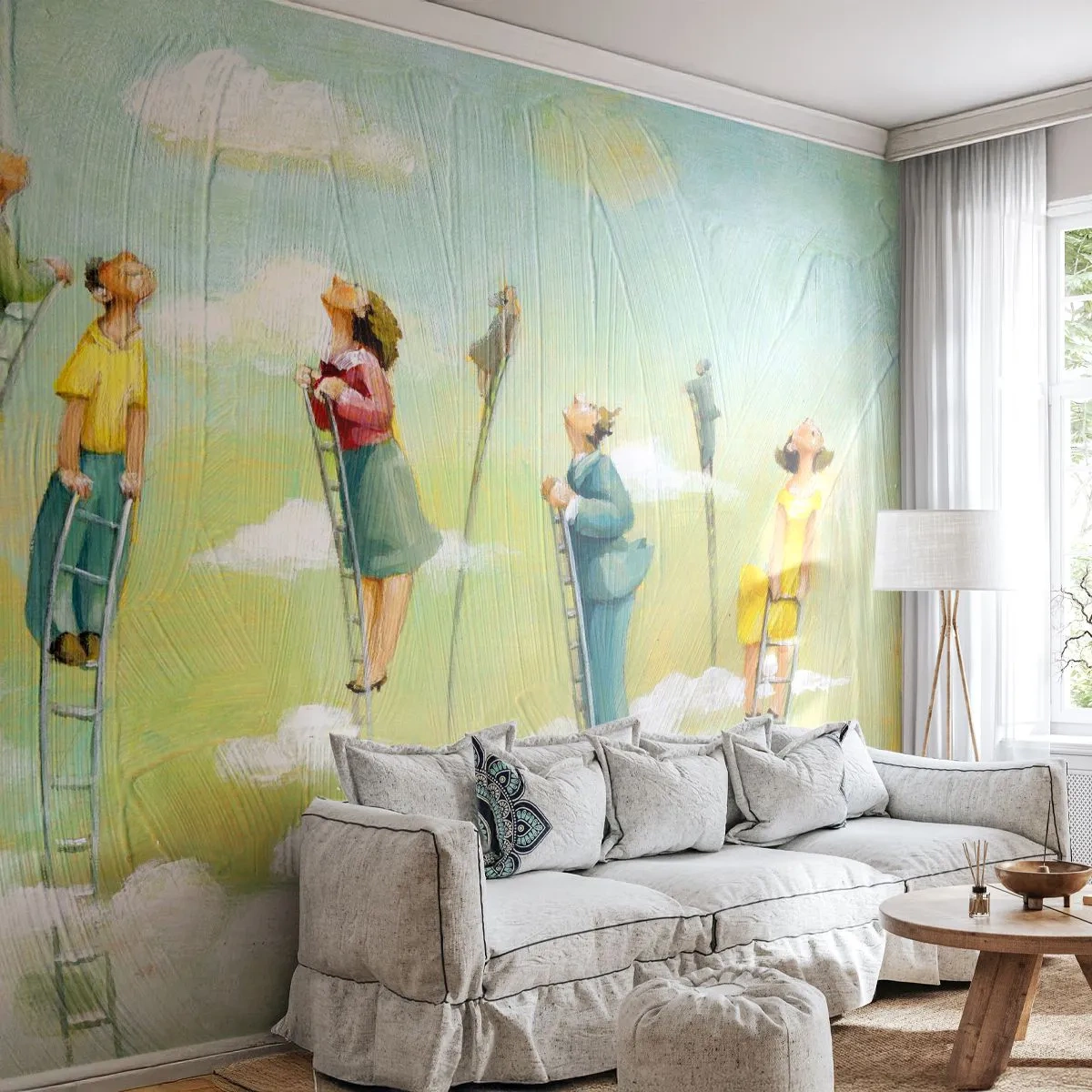 Fototapete Standard Eco - Hinter deinem Traum - Abstraktion, Wolken, Menschen - 350x256 cm