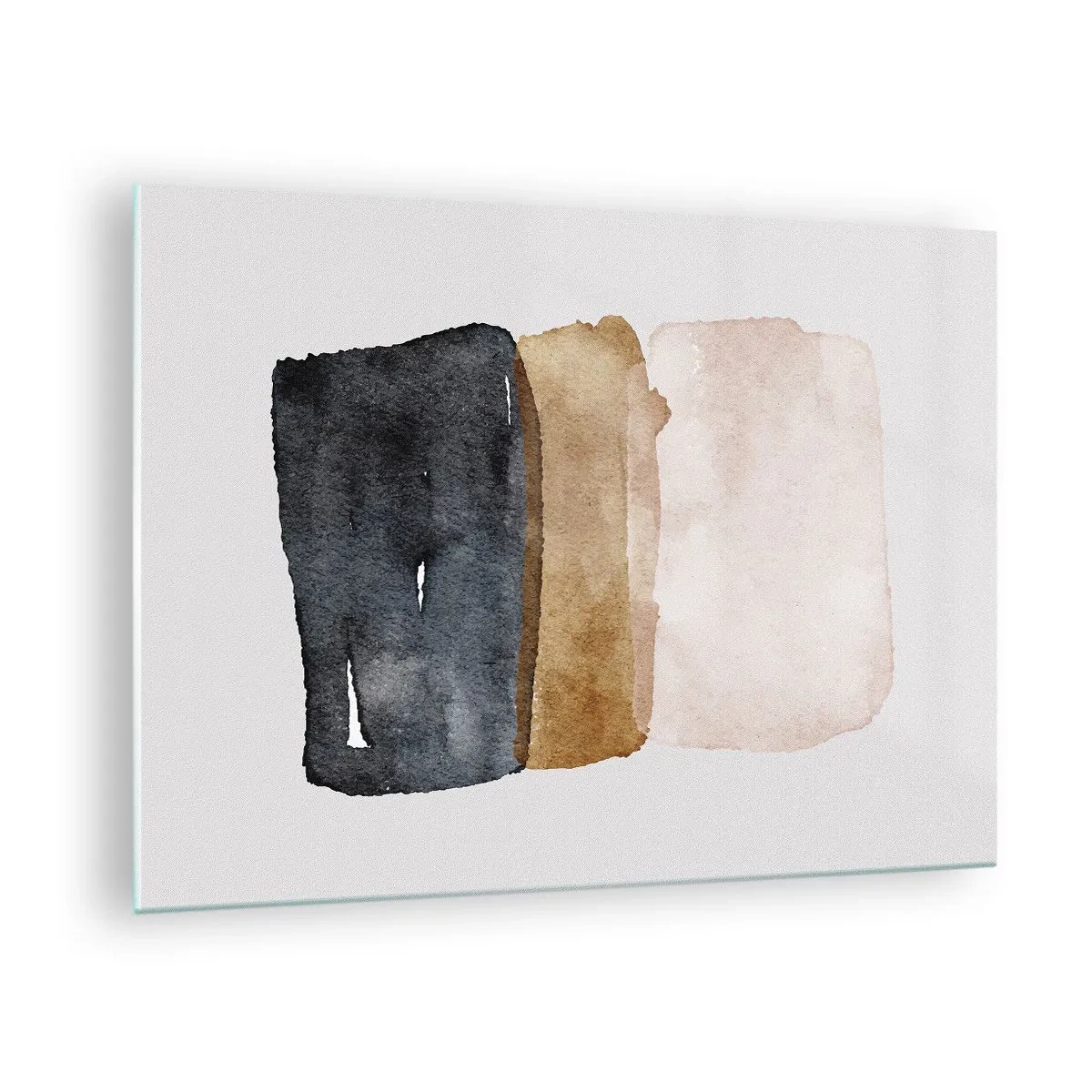 Glasbild - Bild auf glas - Abstrakte Flecken in Schwarz-, Braun- und Beigetönen - 70x50cm - Die Komposition der Farben der Erde - Moderne Wanddekoration für Wohnzimmer und Schlafzimmer ARTTOR