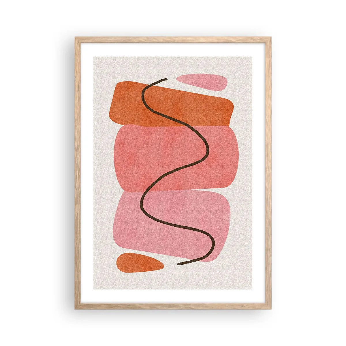 Poster in einem Rahmen aus heller Eiche - Sanfte Bewegung der Formen - 50x70 cm