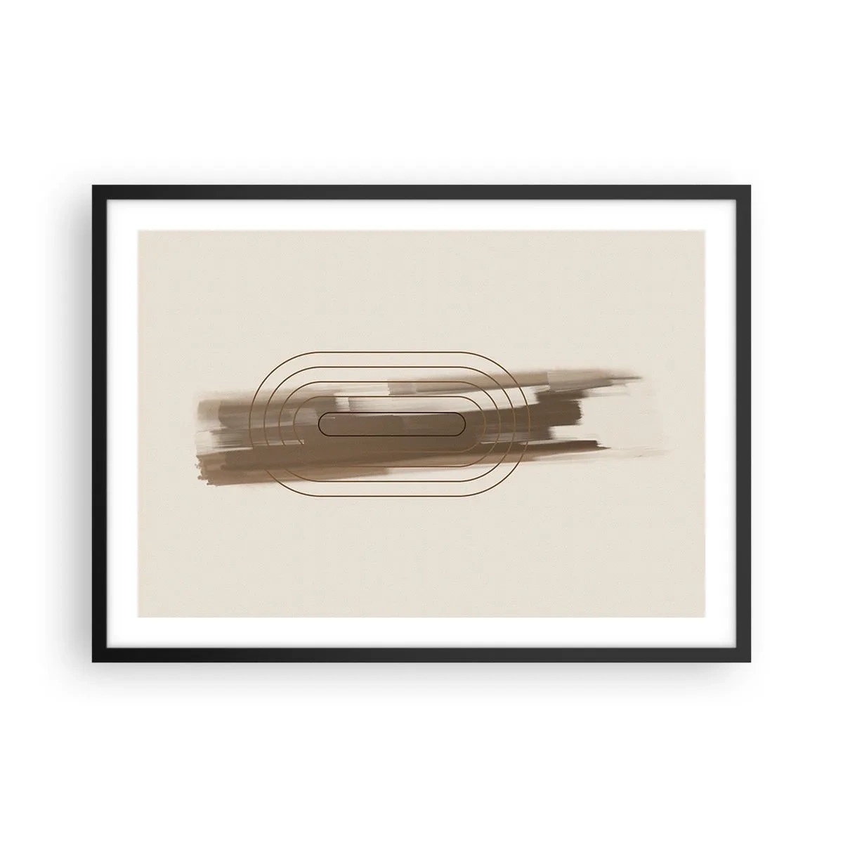 Poster in einem schwarzem Rahmen - Eine minimalistische Komposition in Beige- und Grautönen mit geometrischem Muster - 70x50cm - Ein Hauch von Grau - Moderne Wanddekoration für Wohnzimmer und Schlafzimmer ARTTOR
