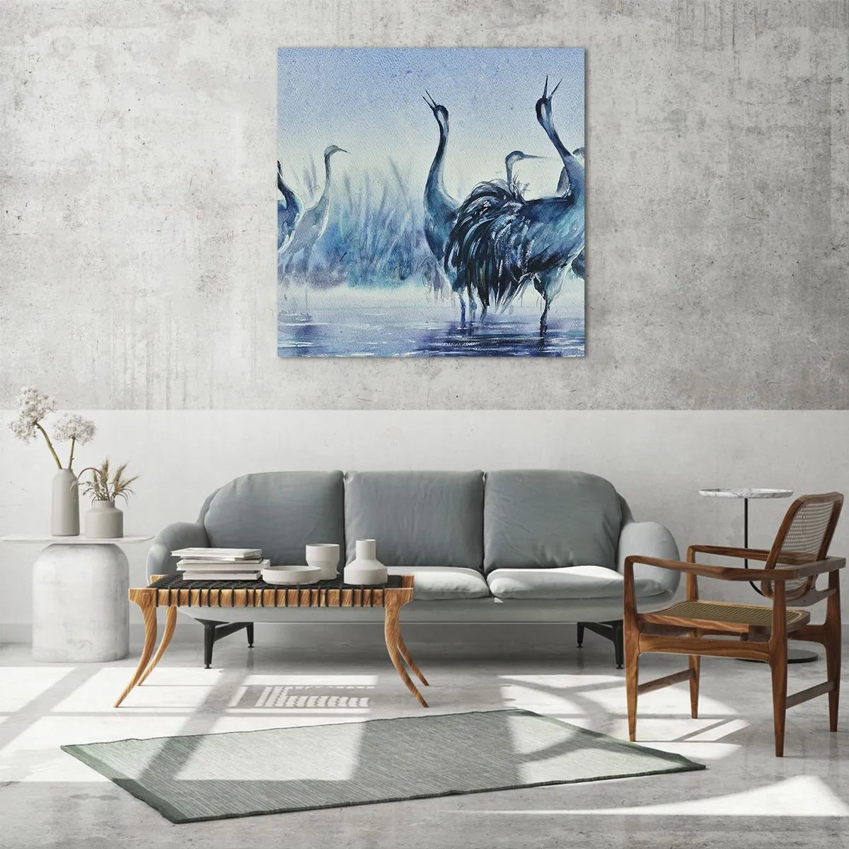 Glasbild - Bild auf glas - Morgentliches Treffen - 60x60 cm