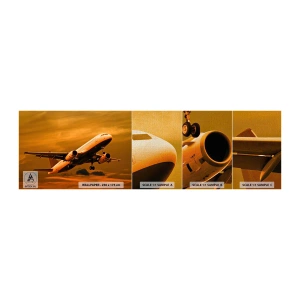Fototapeten Muster Premium Canvas - Flug der Sonne entgegen - Flugzeug, Reise, Sonnenuntergang - 100x30 cm