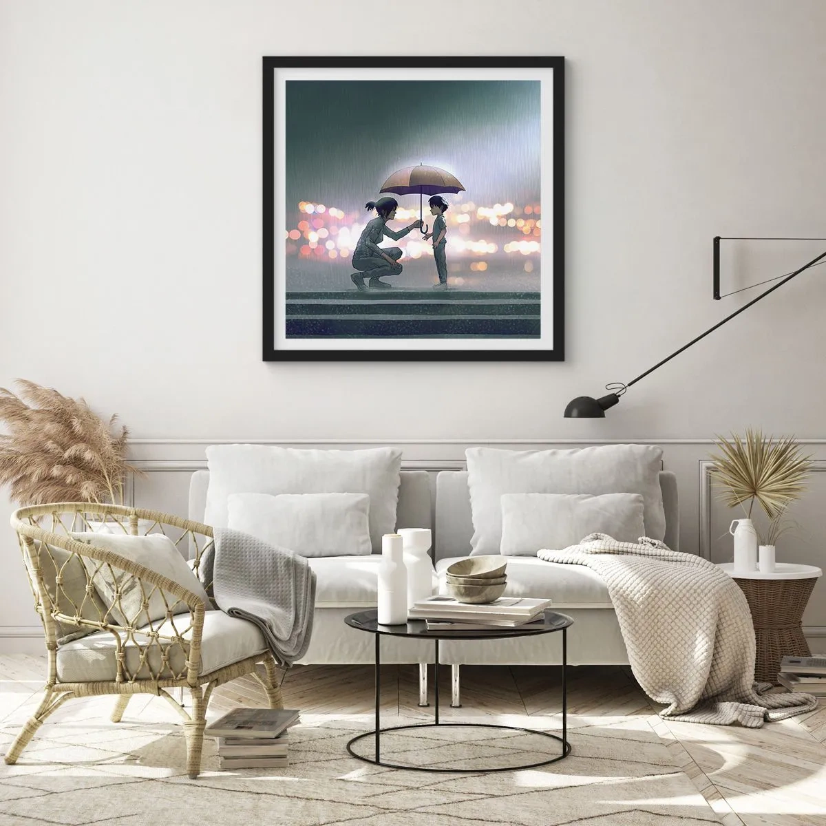 Poster in einem schwarzem Rahmen - Und jetzt ist alles in Ordnung - 40x40 cm