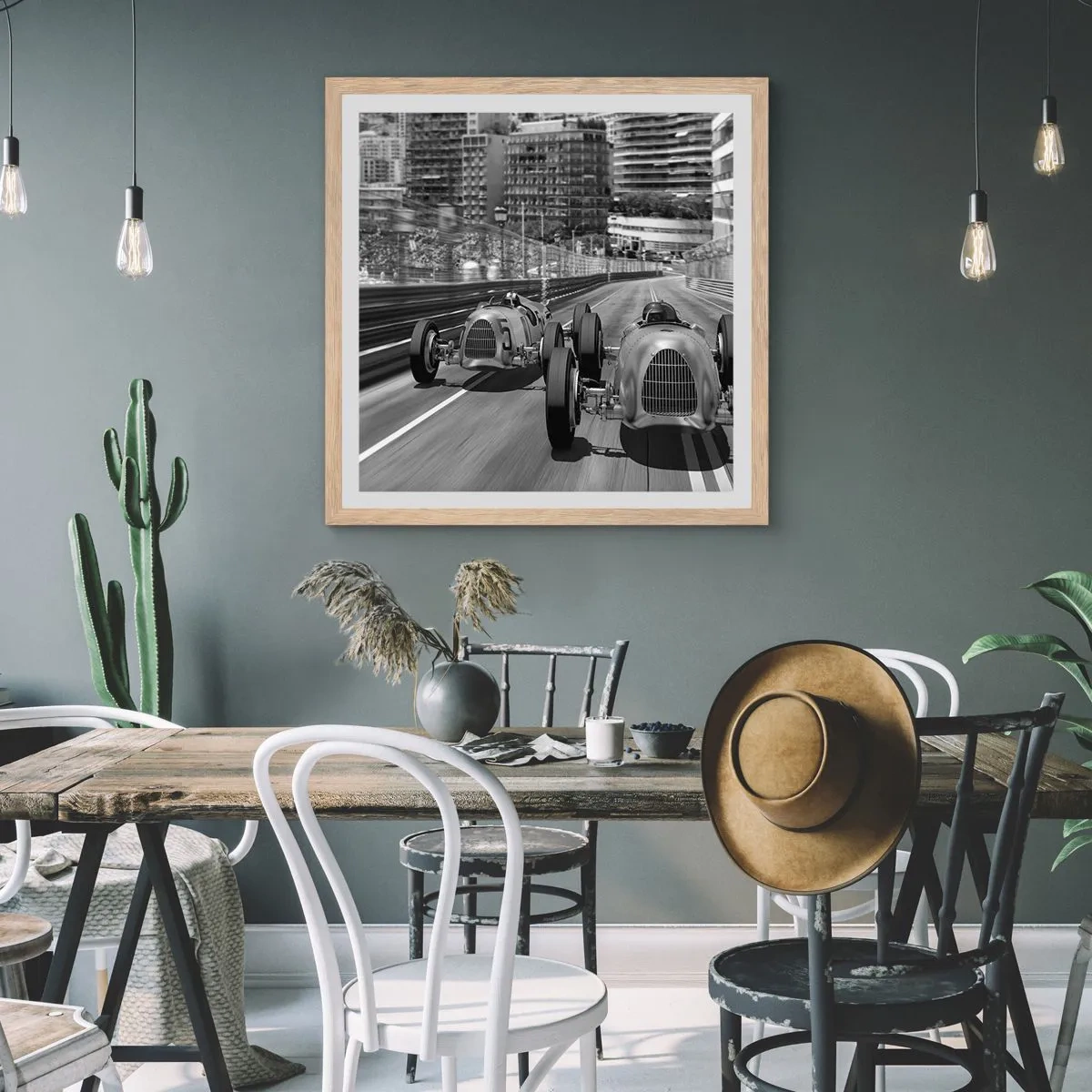 Poster in einem Rahmen aus heller Eiche - Vor langer Zeit in Monte Carlo - 50x50 cm