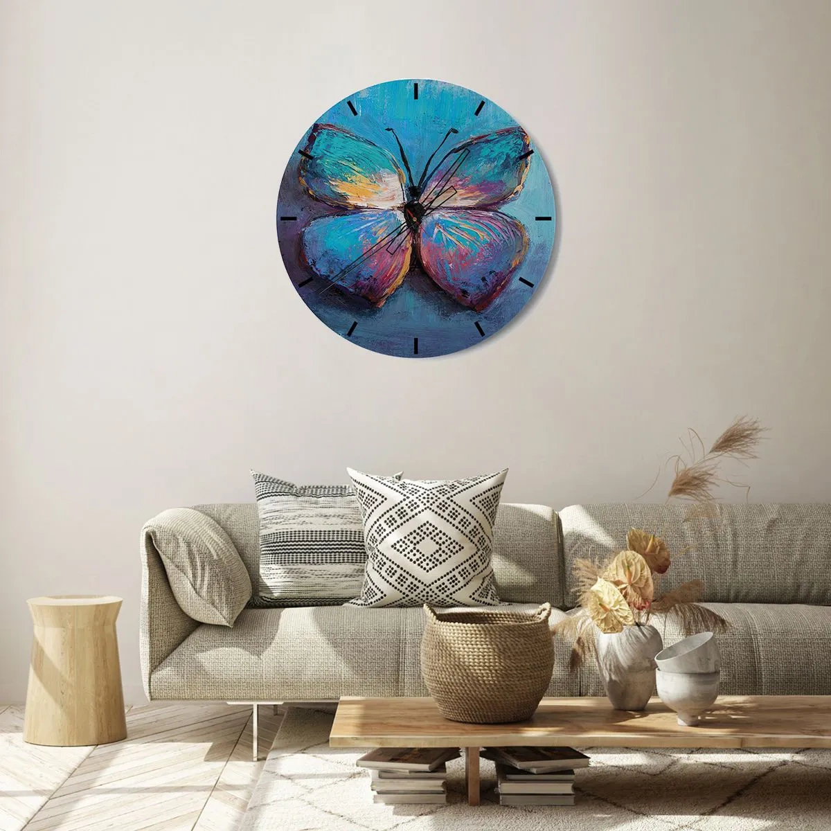 Wanduhr - Glasuhr - Ein malerischer Schmetterling in intensiven Farben - 30x30cm - In all seiner Pracht - Moderne Wanddekoration für Wohnzimmer, Küche und Schlafzimmer ARTTOR