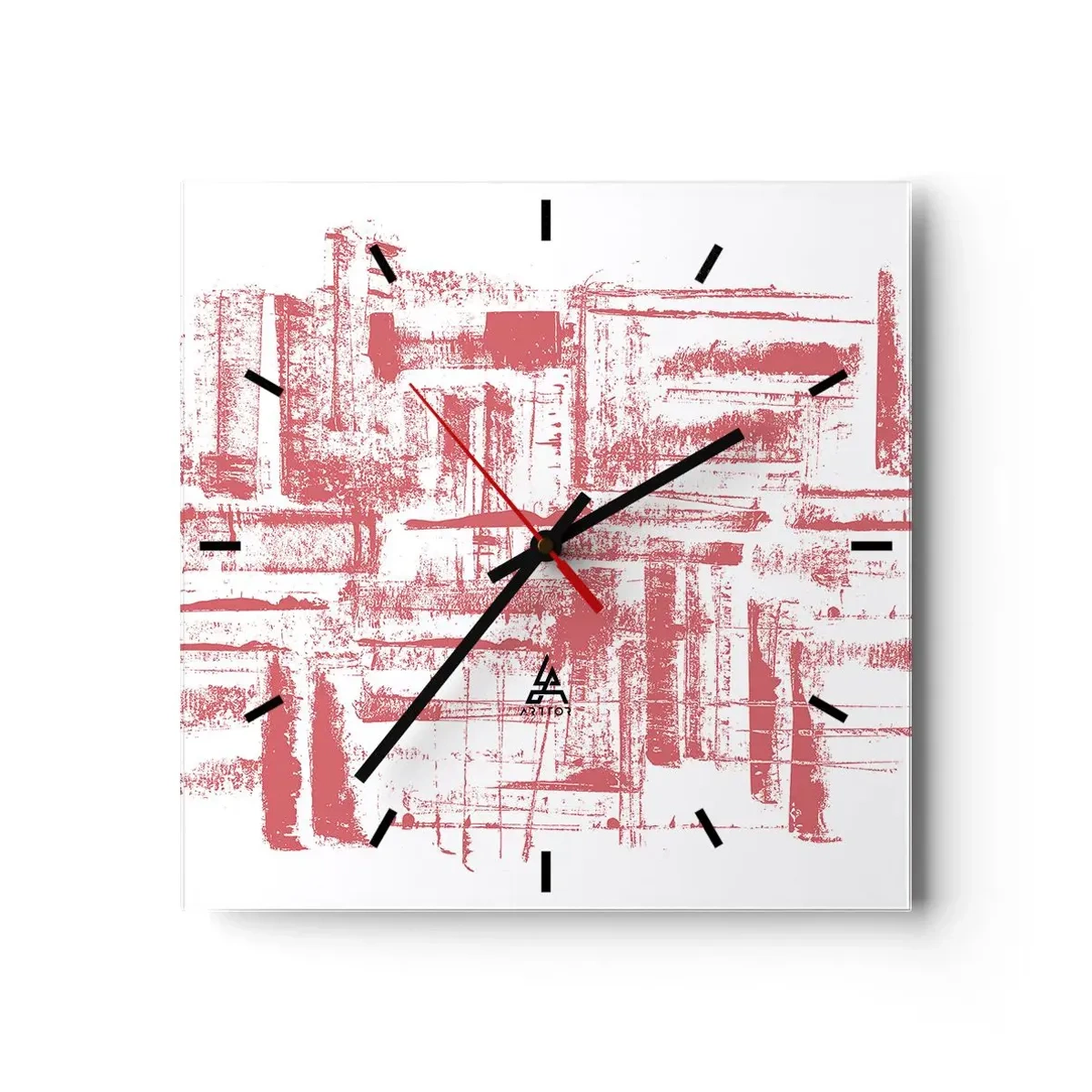 Wanduhr - Glasuhr - Die rote Stadt - 40x40 cm
