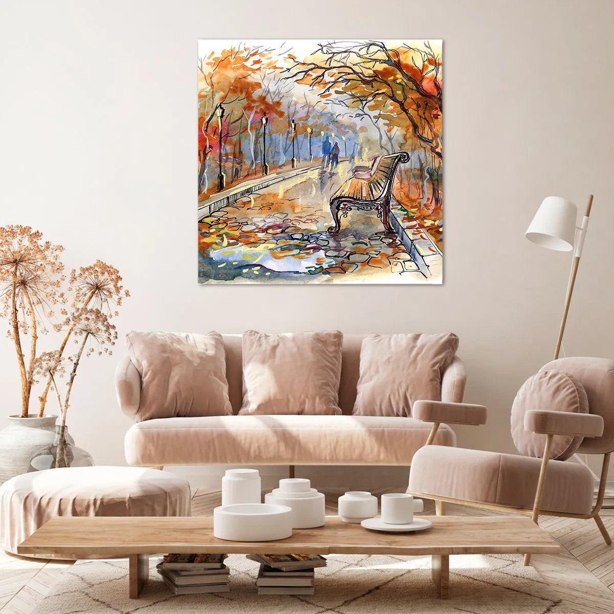 Bild auf Leinwand - Leinwandbild - Gemeinsam im Herbst wandern - 30x30 cm