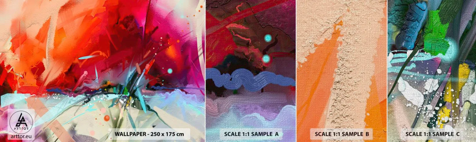 Fototapeten Muster Premium Canvas - Eine Explosion von Lichtern und Farben - Abstraktion, Stück, Acryl - 100x30 cm