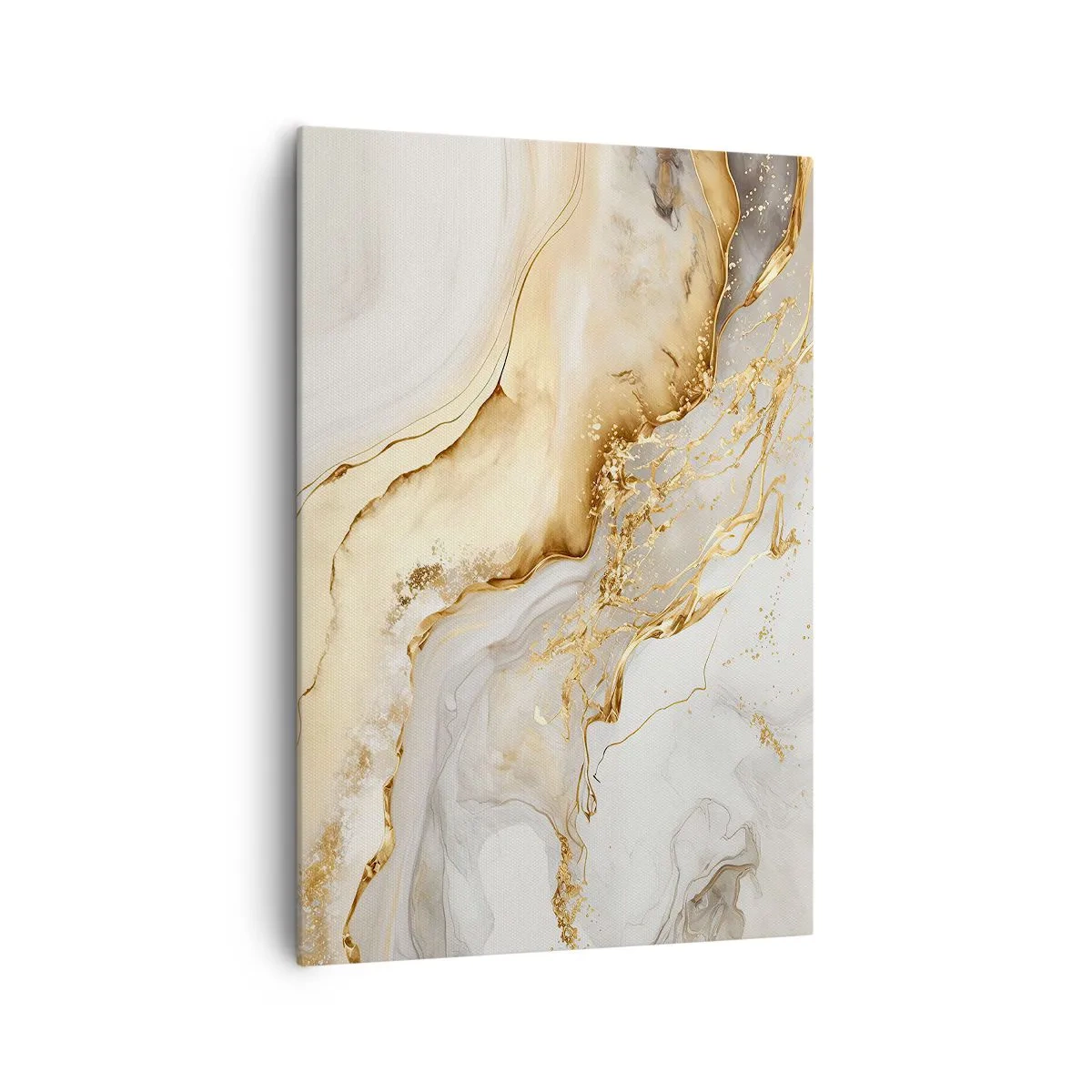 Bild auf Leinwand - Leinwandbild - Abstrakte Muster aus Gold und Marmor auf hellem Hintergrund - 70x100cm - Abstraktion: Schönheit und Güte - Moderne Wanddekoration für Wohnzimmer und Schlafzimmer ARTTOR