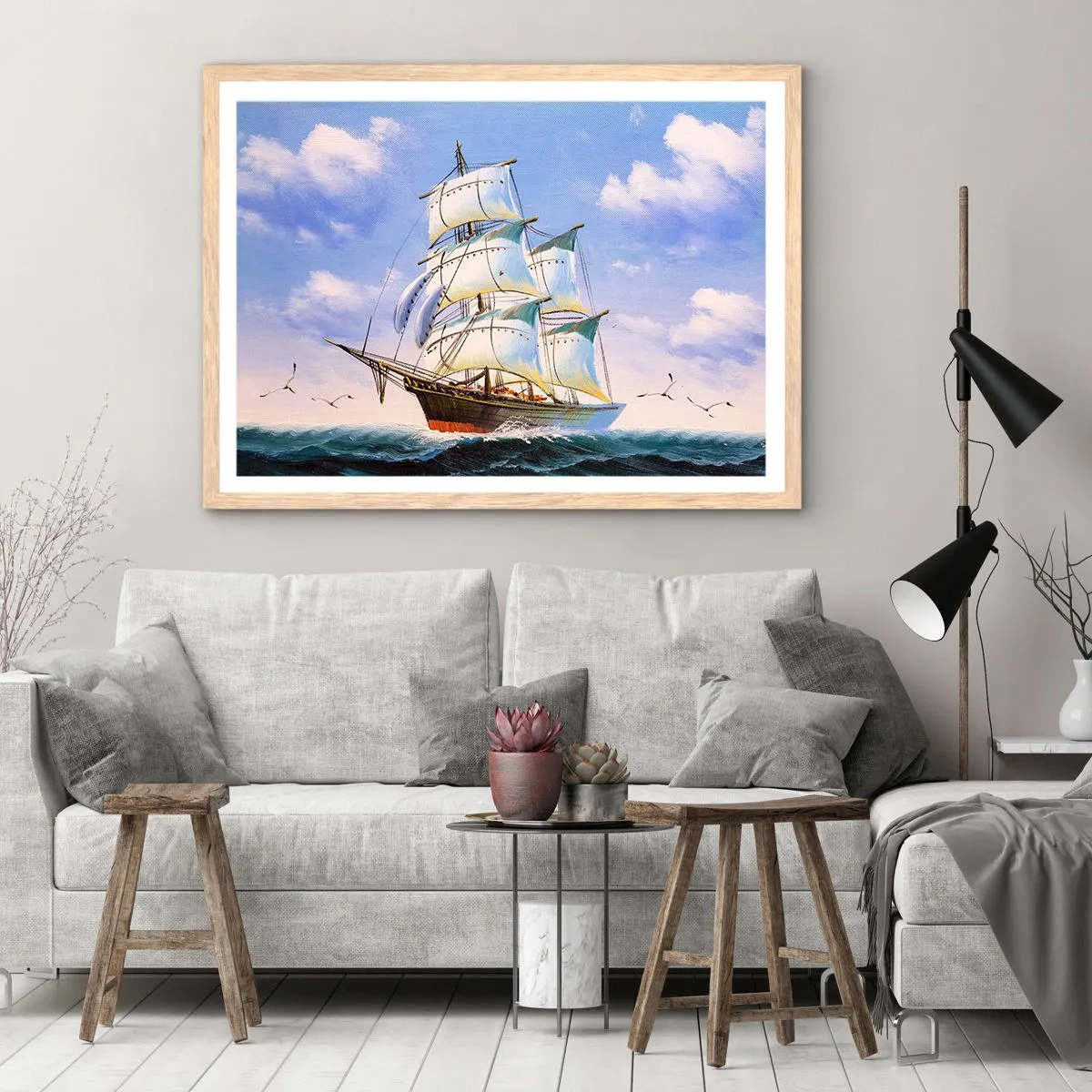 Poster in einem Rahmen aus heller Eiche - Mit Stolz mit dem Wind - 91x61 cm