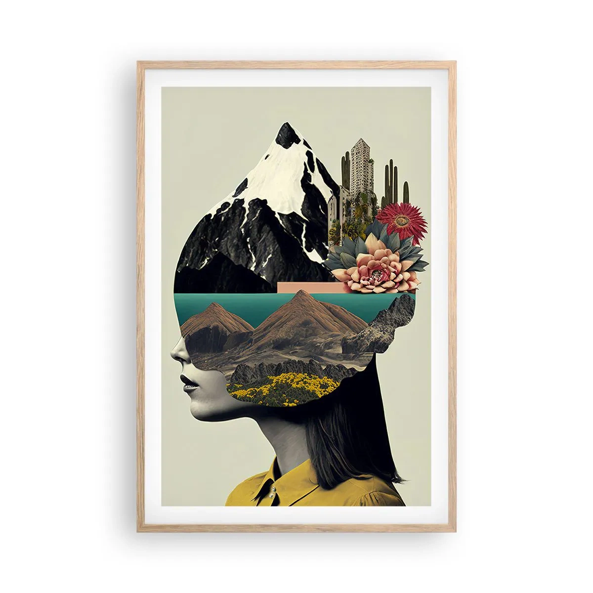 Poster in einem Rahmen aus heller Eiche - Frau – bleibt immer ein Geheimnis - 61x91 cm