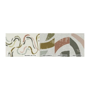 Fototapeten Muster Premium Sand - Fröhlicher Tanz der Abstraktion - Pastell, Minimalistisch, Hell - 100x30 cm