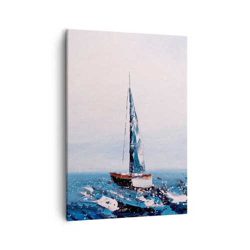 Bild auf Leinwand - Leinwandbild - Segelboote auf stürmischer See in malerischer Komposition - 50x70cm - Bruderschaft des Windes - Moderne Wanddekoration für Wohnzimmer und Schlafzimmer ARTTOR