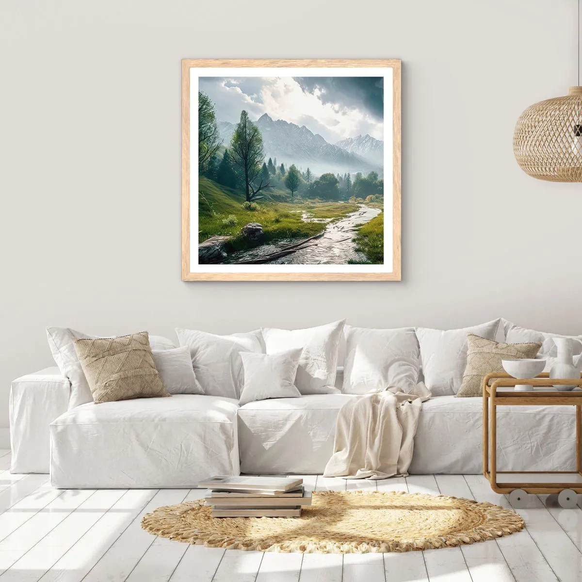 Poster in einem Rahmen aus heller Eiche - Hin und zurück - 30x30 cm