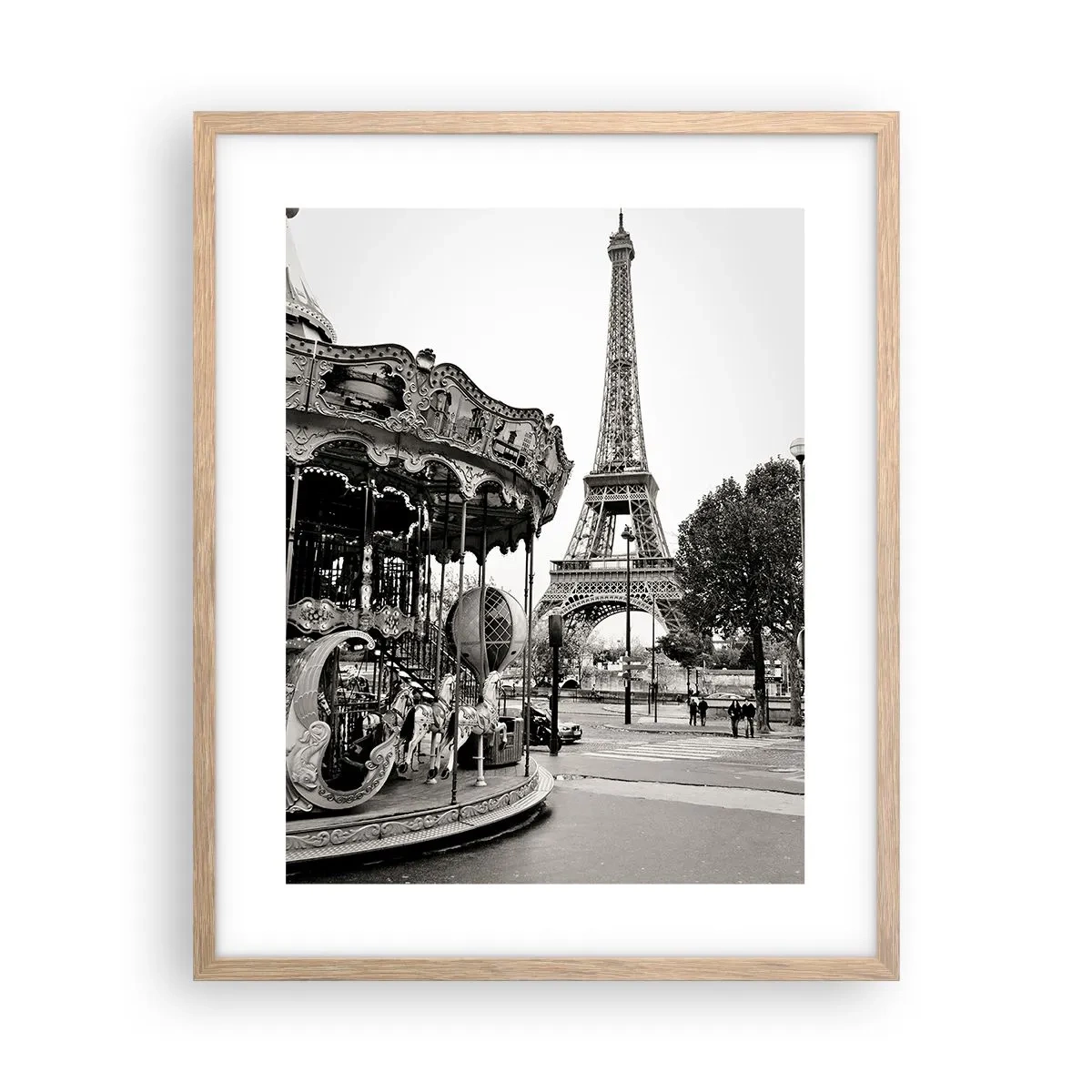 Poster in einem Rahmen aus heller Eiche - So lustig ist es nur in Paris - 40x50 cm