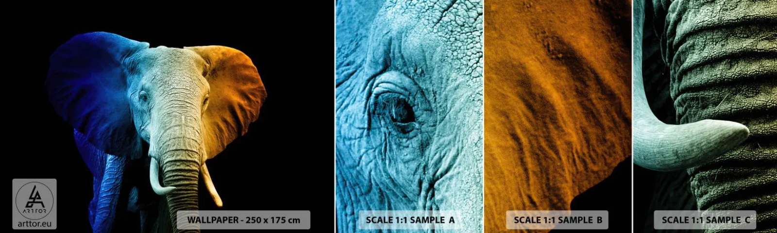 Fototapeten Muster Selbstklebend Deluxe Sticker - Exzentrisch, kein Verrückter - Abstraktion, Elefant, Tiere - 100x30 cm