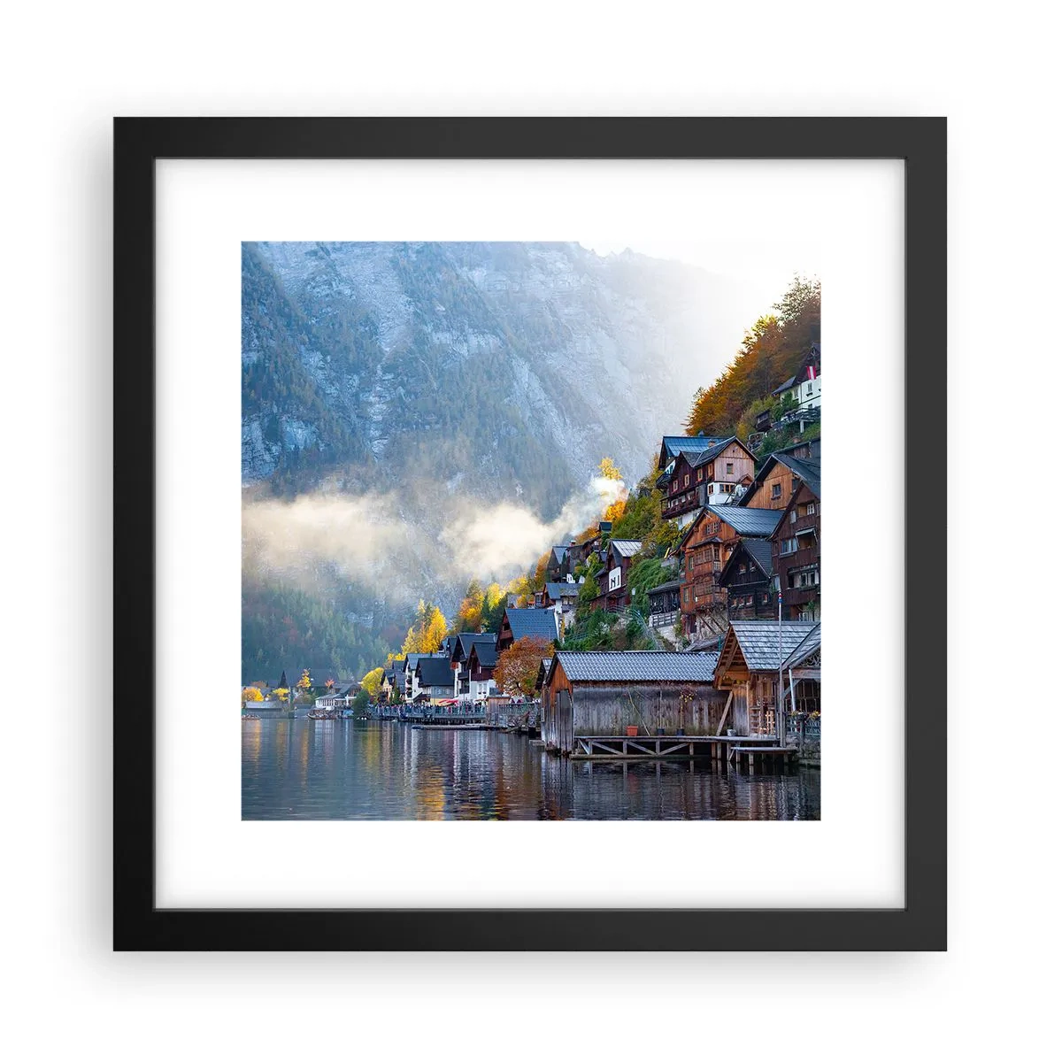 Poster in einem schwarzem Rahmen - Alpenatmosphäre - 30x30 cm