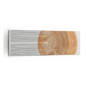 Bild auf Leinwand - Leinwandbild - Geometrische Komposition mit Kreisen und Linien in warmen Farben. - 160x50cm - SonnenKomposition - Moderne Wanddekoration für Wohnzimmer und Schlafzimmer ARTTOR